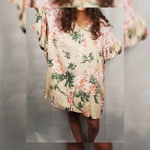 Neutral Floral Print Dress